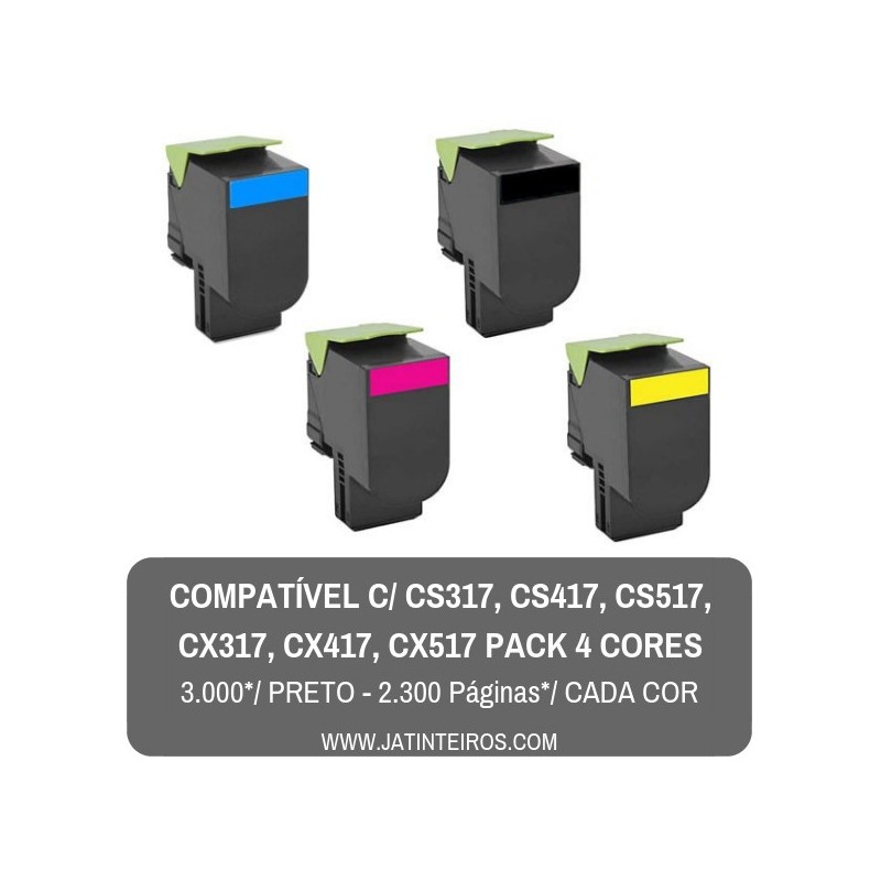 CS317, CS417, CS517, CX317, CX417, CX517  Pack Toners Compativeis
